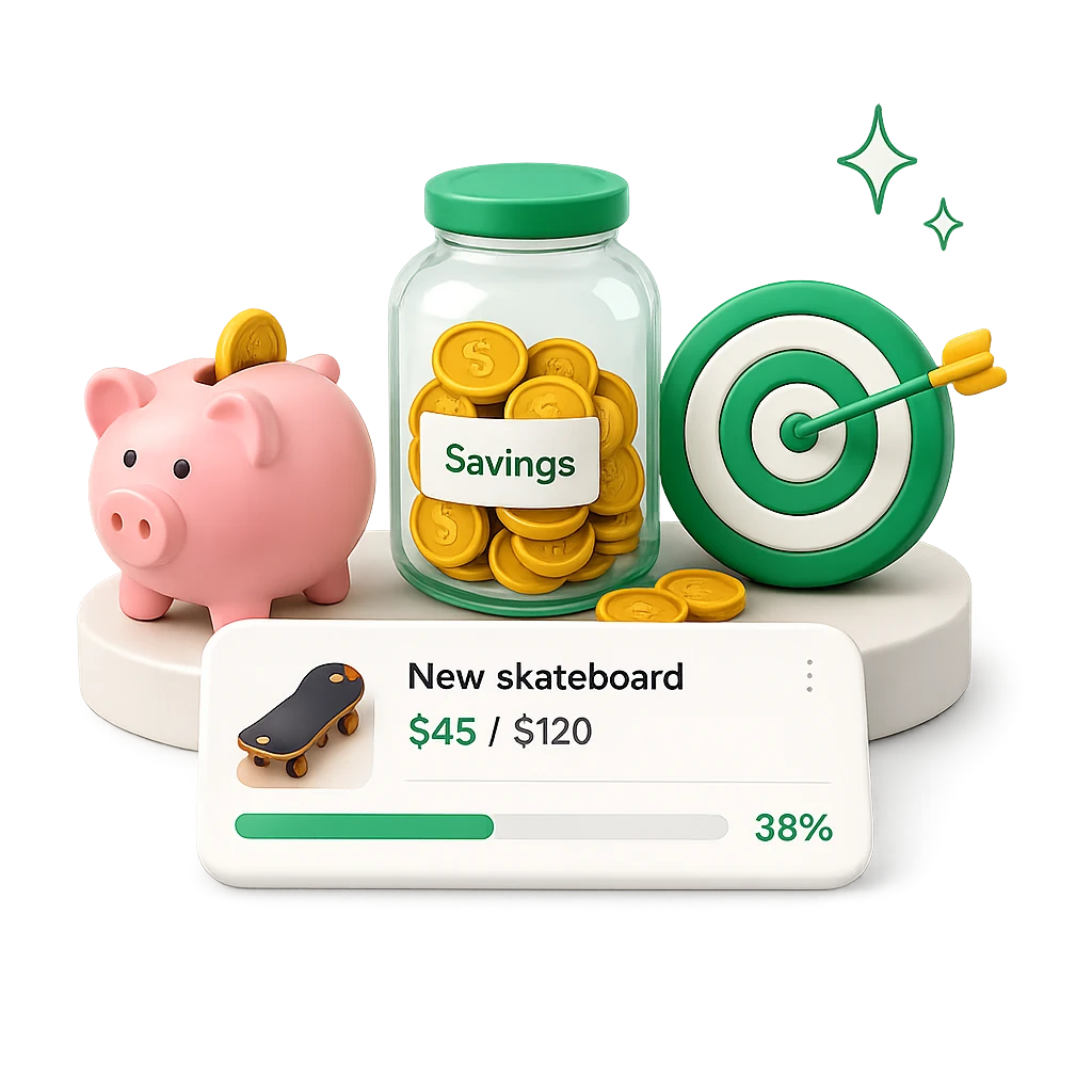 Kids save, spend, and learn illustration
